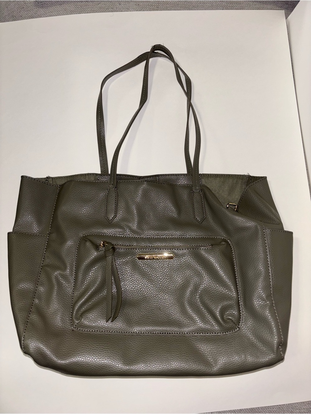 Steve Madden Olive Green Pebbled Tote